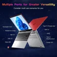 thumbnail image 4 of 15.6'' FHD IPS Laptop, 16GB RAM 1TB SSD, Intel Pentium Quad-Core N100 Processor, Type-C 65W PD Fast Charger, Win 11 Fingerprint Backlit Keyboard Wi-Fi 6 Student notebooks Red, 4 of 7