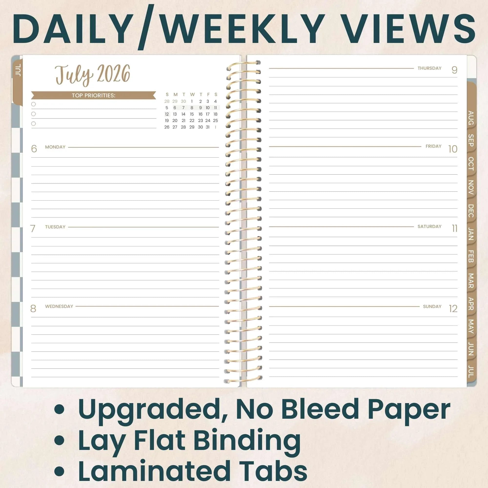 bloom daily planners 2026-2027 Academic Planner, 13 Month Monthly & Weekly Soft Cover, 5.5" x 8.25", Stickers Included, Checkered