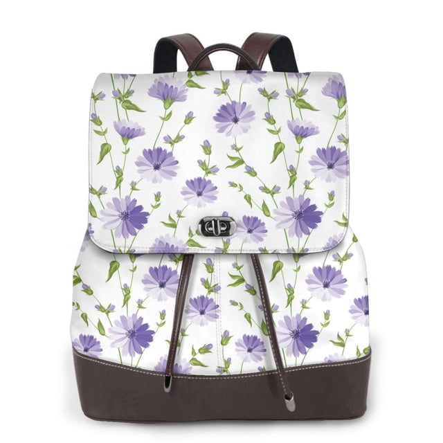 Fotbe Purple Chicory Mochila Bolso con Estampado para Mujer, Mochila Antirrobo de Nylon Impermeable, Bolsa Ligera de Hombro