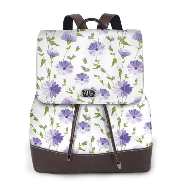 Fotbe Purple Chicory Mochila Bolso con Estampado para Mujer, Mochila Antirrobo de Nylon Impermeable, Bolsa Ligera de Hombro