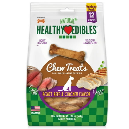 UPC: 0018214821250 | Nylabone Healthy Edibles All-Natural Long Lasting Roast Beef and Chicken Flavor Chew Treats 12 Count Variety Pack Small/Regular