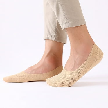 SnnmBlm Womens No Show Low Cut Non Slip Cotton Socks, Footies Liners Flats Boat Sock Loafer Half Heel Khaki 1 Pairs
