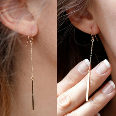 Box Chain Ear Threads - 1 Pair Women Alloy Dangling Earrings Tassel Chain Hook Earrings Punk Earrings Ear Jewelry