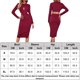 thumbnail image 2 of Vestido Vestido ajustado ahuecado con abertura lateral para mujer vestido midi tipo túnica con cuello redondo traje diario Ygjytge Vino rojo T S para Mujer, 2 of 7