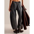 thumbnail image 5 of Women Fashion Loose Jeans Solid Color Mid-Rise Barrel Denim Pants Spring Summer Casual Trousers Streetwear, 5 of 7