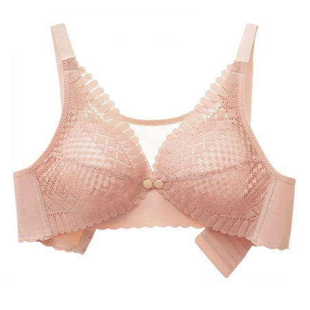 

Lorddream Postnatal Women Nursing Bra S-2XL Wirefree Padded Breastfeeding Maternity Bralette Cute Lace Trim Bra Front Button Open Pregnant Bra