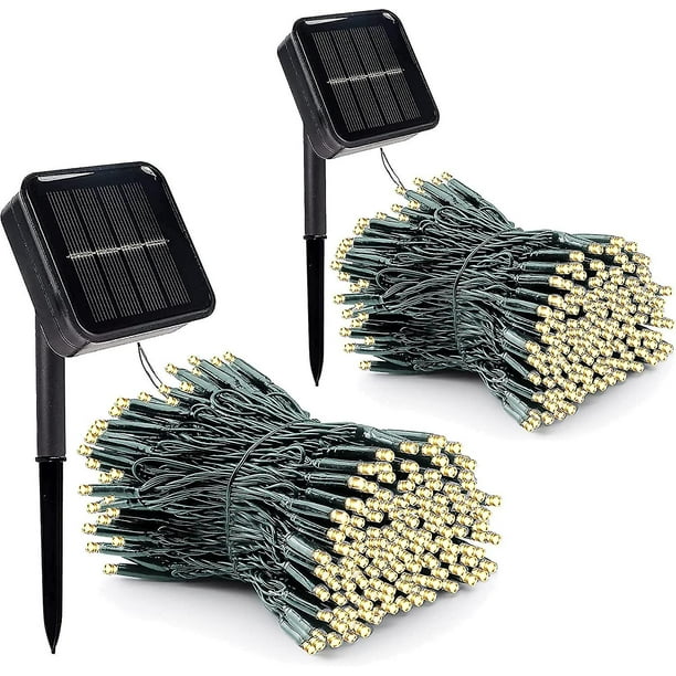 Paquetes de guirnaldas de luces solares para exteriores, 240 LED, 24 m, extra largas, súper brillantes, luces de hadas impermeables con energía solar, 8 modos de centelleo para Navidad, patio, ár