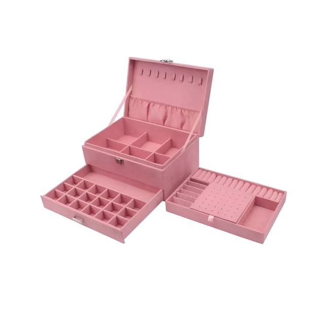 Estuche Caja Joyería Gran Capacidad Multifuncional Rosa