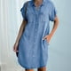 thumbnail image 1 of Vestido Vestido con botones para mujer Vestido de mezclilla desgastado de color sólido Vestido de desplazamiento diario Cgtredaw Azul claro T 3EG para Mujer, 1 of 6