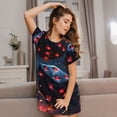 thumbnail image 3 of Daiia Cosmic Red Sparkle Dice Print Women's Nightshirt Soft Nightgowns for Women Short Sleeve dress Short-sleeved Sleepwear, 3 of 6