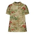 thumbnail image 4 of JTZGDY Plus Size Women Linen Shirts Dressy Casual Floral Printed Summer Short Sleeve Oversized Lapel Collared Round Neck Graphic T-Shirts Top Loose Fit Business Work Tunic Blouse Multicolor#15 L, 4 of 7