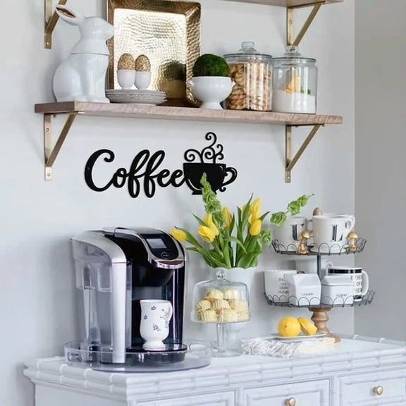 Metal Coffee Bar Sign Wall Art Decoration For Kitchen Living Room Home Office
