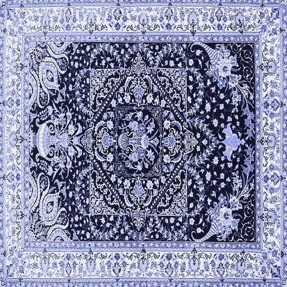 Ahgly Company Machine Washable Indoor Square Persian Blue Traditional Area Rugs, 6' Square