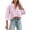 Pink, variant on ZOHIUM Work Tops for Women Womens Button Down Cropped Shirts Long Sleeve Casual Crop Tops Solid Lapel Blouse Shirt With Chest Pocket Summer Tops Women Tops Clothes (Blue,XXXL)