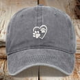 thumbnail image 2 of Mens Baseball Caps Washed Baseball Cap Heart Paw Print Adjustable Womens Sun Hat Outdoor Running Workouts Activities Grey One Size, 2 of 3