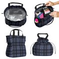 thumbnail image 2 of Blue and Green Checkered Pattern Drawstring Insulated Lunch Bag for Women, Stain-Resistant Large Lunch Tote with Multi-Pockets for Work Office, 2 of 6