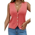 thumbnail image 2 of Sleeveless Sweater Women's Fashion Casual Loose Spring Summer Waistcoat V Neck Button Knit Vest, 2 of 6
