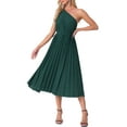 thumbnail image 4 of Vestido plisado con cordón INSPIRE CHIC para mujeres, vestido de cóctel de un solo hombro sin mangas, 4 of 6