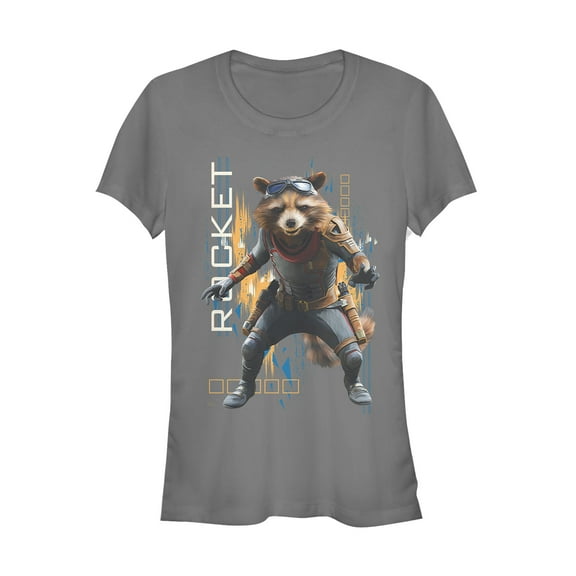 Junior's Marvel Avengers: Endgame Rocket Glitch Graphic Tee Charcoal 2X Large