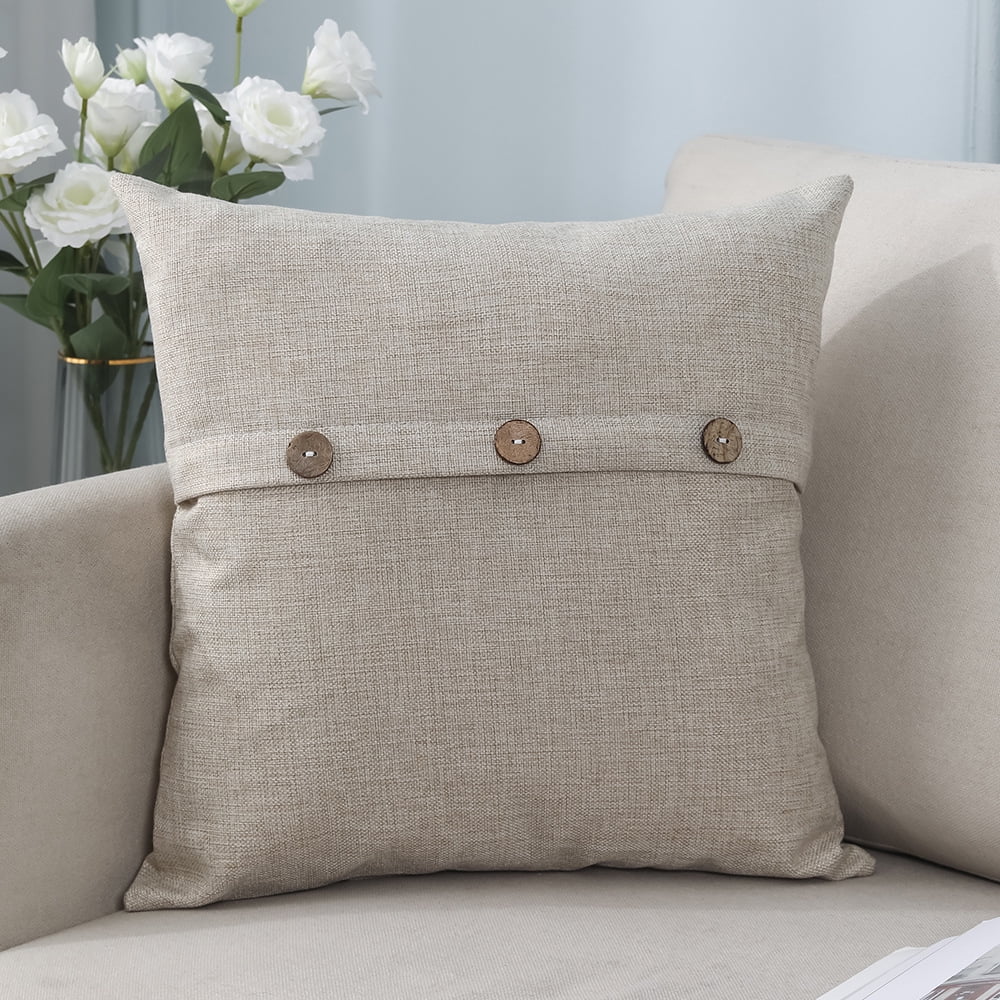 Blue Green Pillow Covers 18x18 Inch with Triple Buttons Set of 2