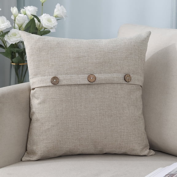 Blue Green Pillow Covers 18x18 Inch with Triple Buttons Set of 2 Chenille Rustic Farmhouse Decorative Throw Pillow Covers Square Cushion Case for Home Sofa Couch Decoration