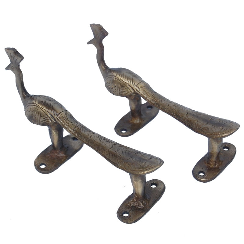Ashopi Brass Peacock Door Handle Brown - Door Pull - Solid Brass - Vintage Hardware - Door Handle for Entrance/Entry/Shower/Glass/Shop/Store, Interior/Exterior