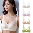 thumbnail image 4 of Womens Comfort Seamless Adjustable Skinny Strap Bralette Bra Ice Silk Push Up Bra Sports Bralette, 4 of 17