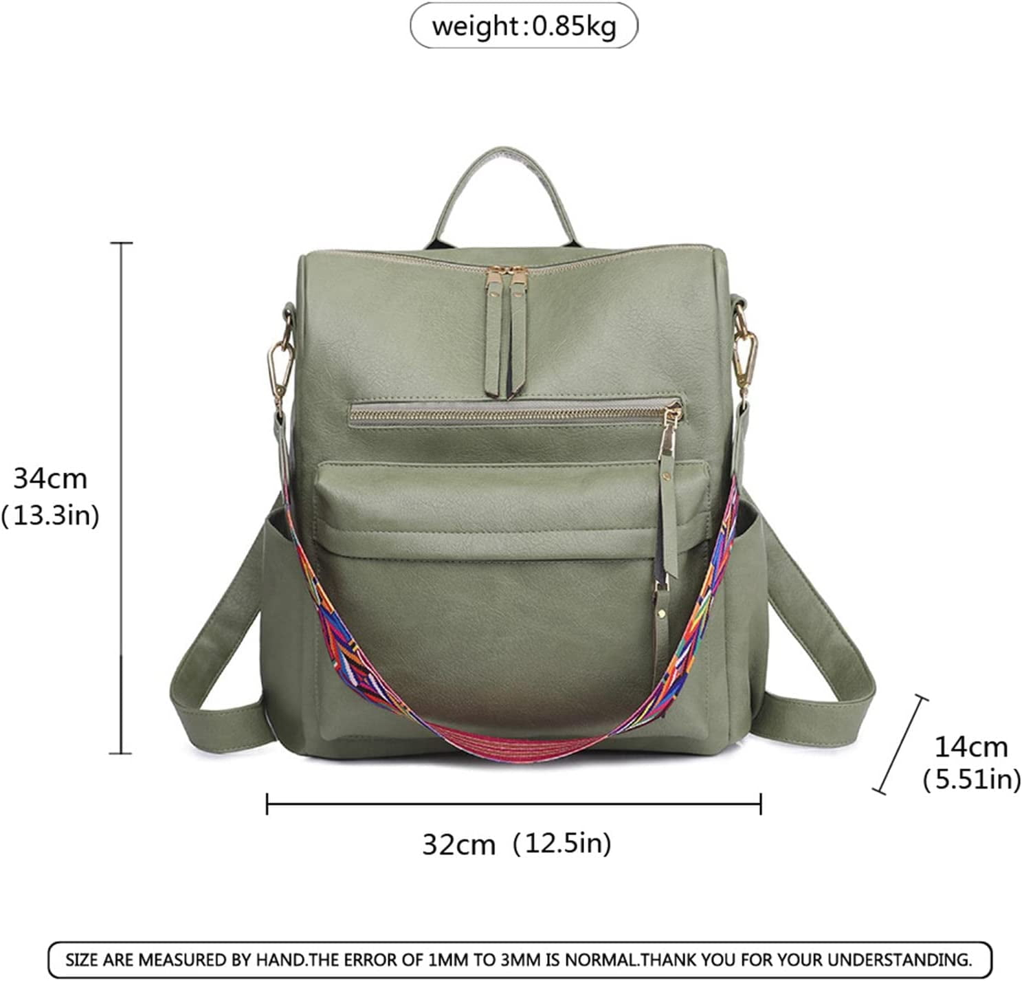 Convertible Anti-Theft Backpack Purse Faux Leather Daypack 12.5\