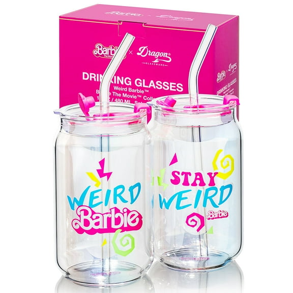 Barbie x Dragon Glassware 16 oz Weird Barbie Drinking Glasses Set of 2