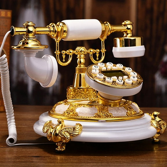 DENEST Vintage European Style Telephone Old Fashioned Rotary Dial Phone Handset Phone