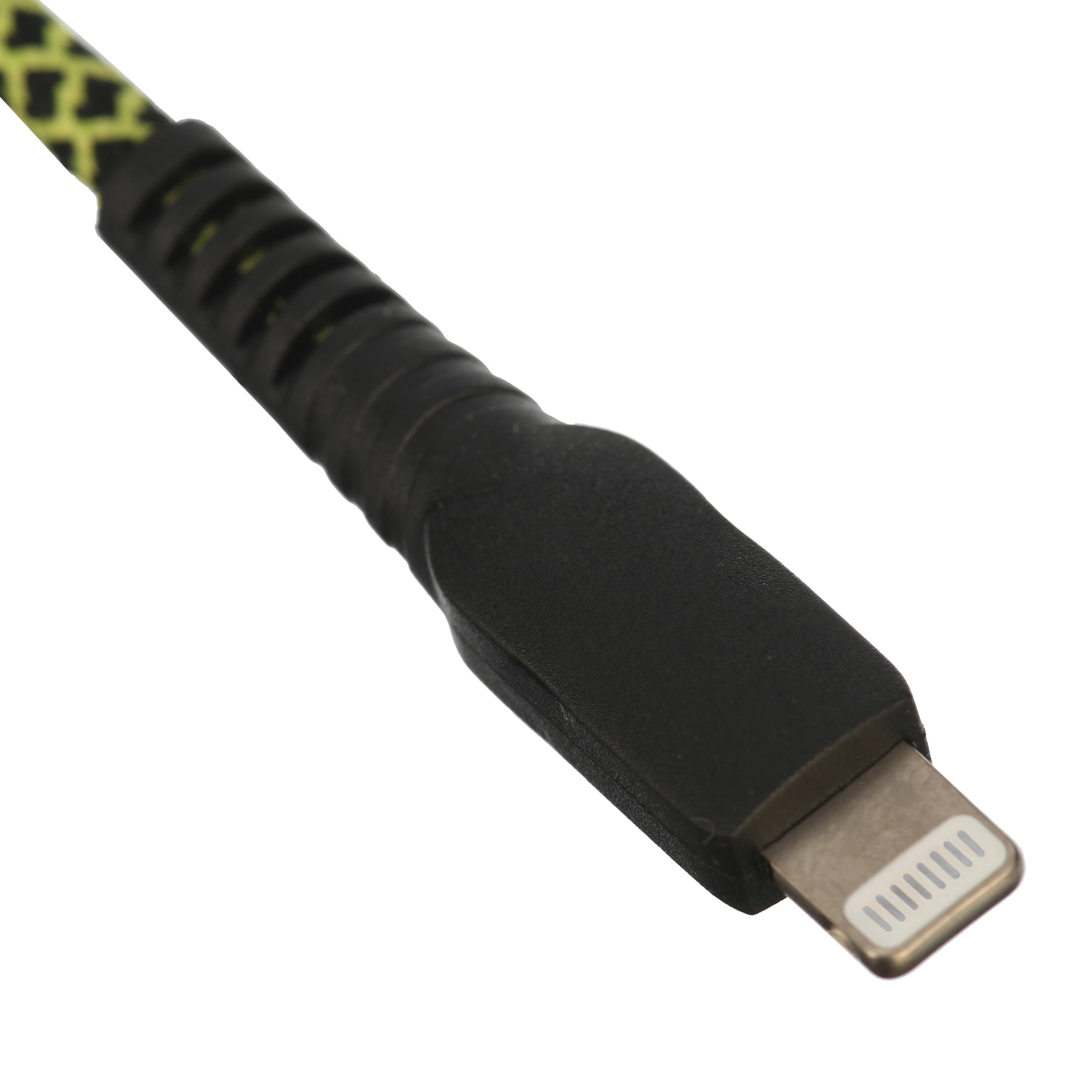 onn 6ft Lightning to USB Braided Charging Cable with Cable Management, MFI Certified, Black and Yellow - Compatible with iPhone 14/13/12/11/X/XR/XS/8/7/6/5, iPad, Airpods and more