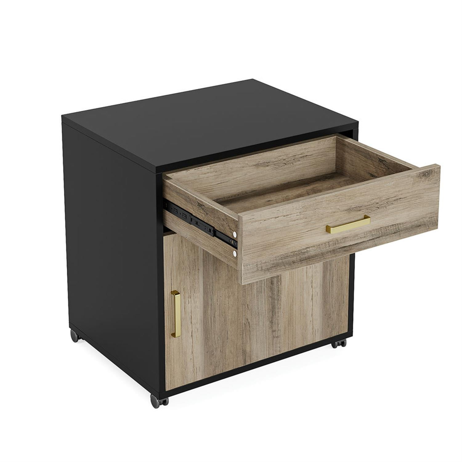 Demi Bonn Modern L Shaped Gaming Desk, 71" Executive Desk with Mobile Lateral File Cabinet for Home Office, Gray