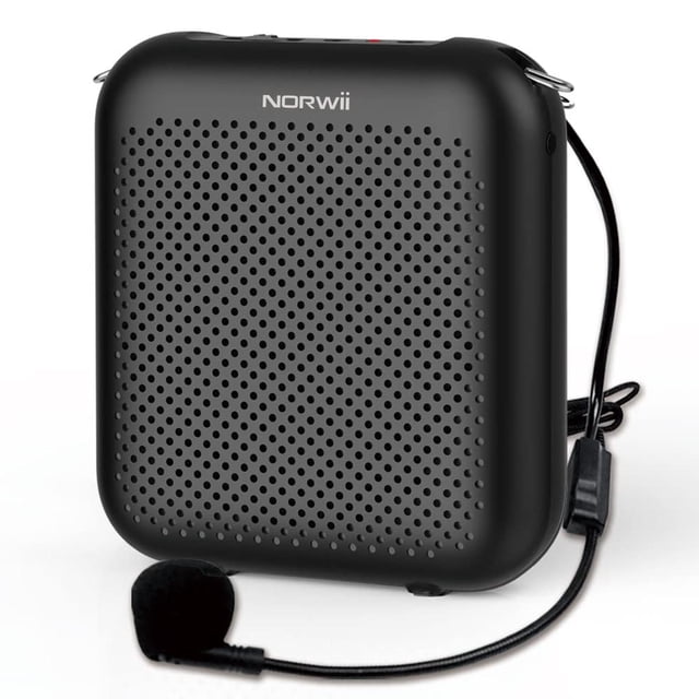 NORWII S358 - Amplificador de voz recargable portátil de 4000 mAh con micrófono con cable, auricular