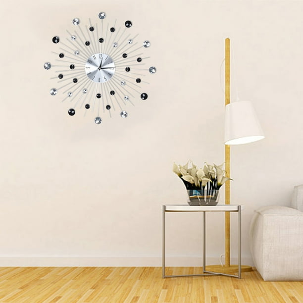Reloj De Pared De Cristal 3D, Reloj De Pared Plateado Con Diamantes Brillantes, Decoración De Pared, Reloj De Pared De Metal Decorativo De Celebración Para Cocina, Sala
