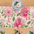 thumbnail image 4 of Spring Summer Watercolor Flower Table Runner, Pink Peony Floral Kitchen Dining Table Decor, Seasonal Burlap Home Decoration Indoor Outdoor Party Supply 13 x 72 Inches, 4 of 6