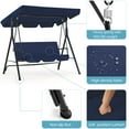 thumbnail image 3 of YODOLLA 3-Seat Outdoor Steel Porch Swing with Canopy, Swing Glider-Dark Blue, Free Standing Porch Swing, 3 of 6