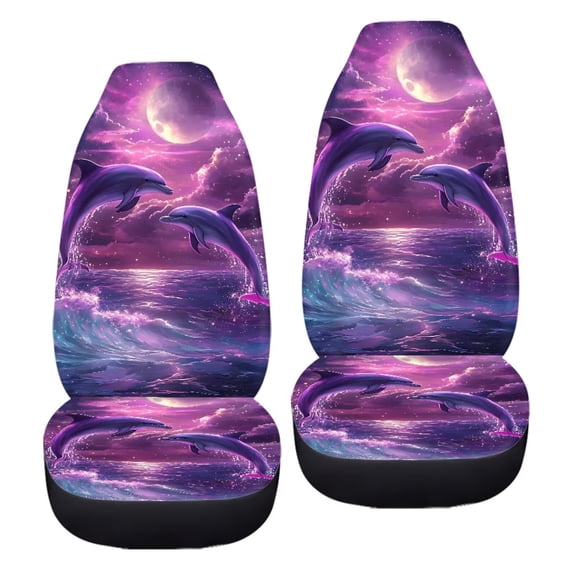 chaqlin Dolphin Car Seat Covers for Front Seat Breathable High Back Seat Protector 2 Pieces Bucket Seat Cover Universal Fit Most Sedan,SUV