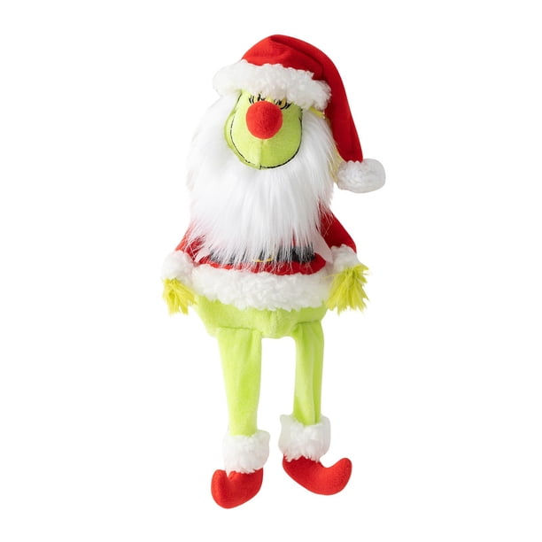 Grinch Decor Muñeca verde sentada desmontable hecha a mano para muñeca sin rostro,muñeca verde barbuda para muñeca de piernas largas,regalo de vacaciones,decoración de fiesta