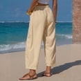 thumbnail image 3 of VV AVEORS Womens Summer Striped Barrel Cropped Pants Comfy Drawstring Capri Pant With Pockets Beach Vacation Lounge Trousers Yellow 2XL, 3 of 7