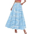thumbnail image 4 of qelini Floral Maxi Skirt for Women Plus Size Long Skirt Elastic Waist Drawstring A-line Skirt Print Beach Casual Skirt, 4 of 5