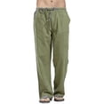 thumbnail image 2 of Pantalones casuales de lino para hombre shaofei holgados con cordón yoga talla M color verde, 2 of 3