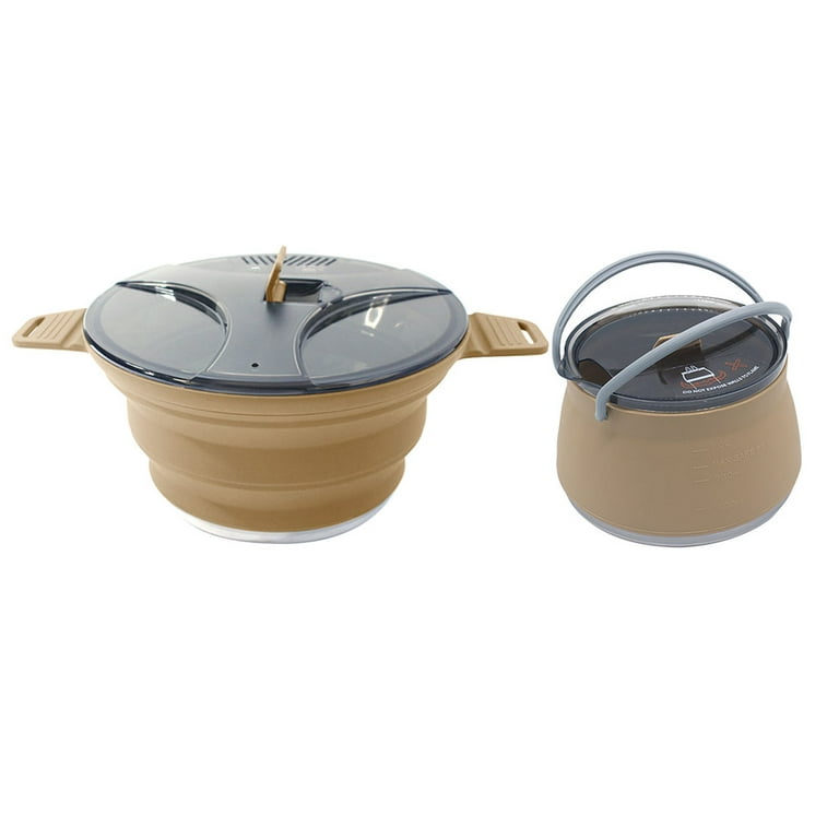 Portable Camping Cooking Pot Food Grade Open Fire Coffee Pot for Outdoor Fishing, Adult Unisex, Size: Small, Beige