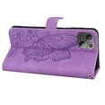 thumbnail image 6 of Feishell Wallet Case For iPhone 15, Magnetic Folio Card Slots Holder Kickstand Premium PU Leather Butterfly Patterned Embossed with Wrist Strap Cover For iPhone 15, Purple, 6 of 13