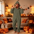 thumbnail image 2 of Xinsrenus Women's Cute Fleece Hooded Jumpsuit Loose Long Sleeve Warm Loungewear Fall Winter Casual Sleepwear, 2 of 7