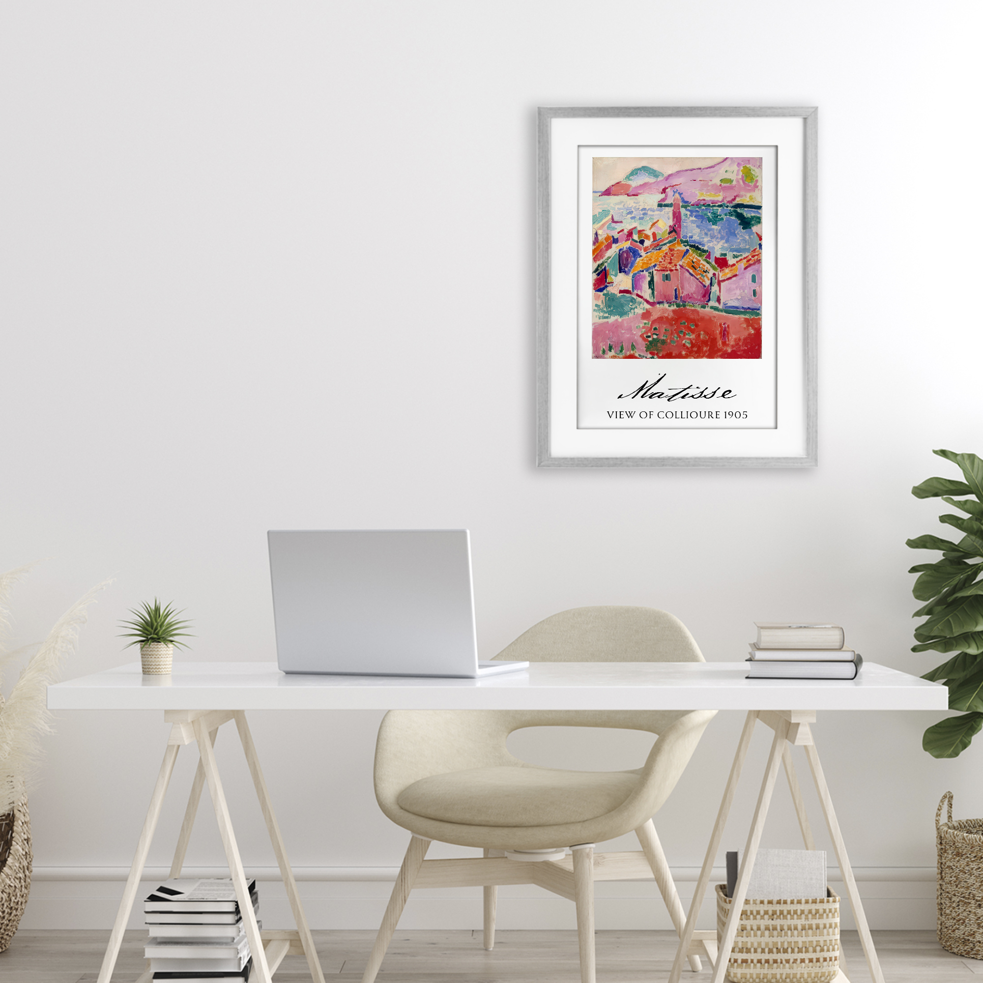 View Of Collioure Gray Framed Print Under Glass, design by Vintage Hustle