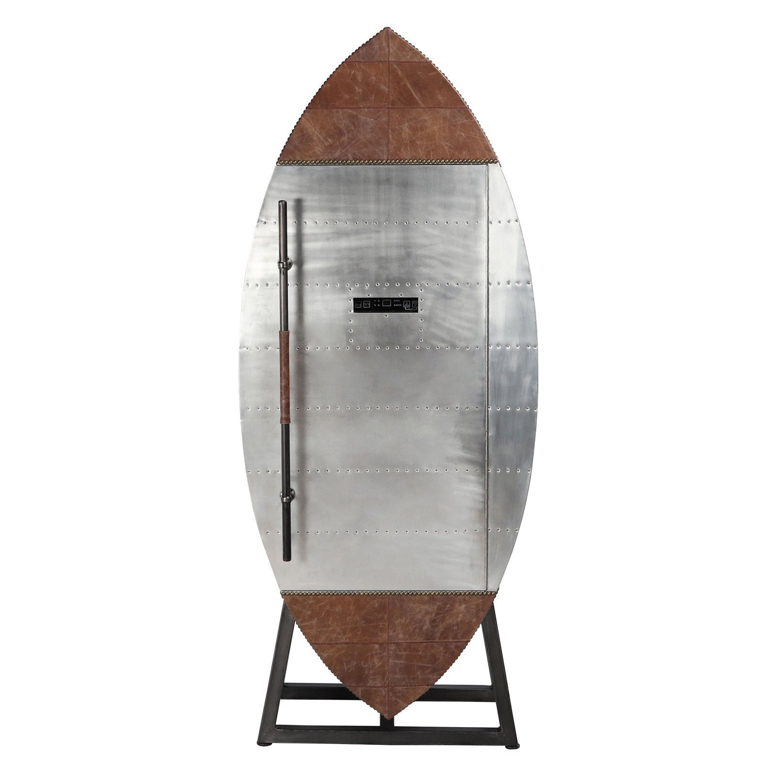 Acme Furniture Brancaster Wine Cooler Cabinet in Retro Brown and Aluminum