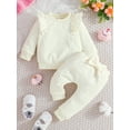 thumbnail image 2 of Wassery Baby Girls Clothes 2PCS Newborn Girls Fall Outfits Long Sleeve Round Neck Star Jacquard Sweatshirt and Pants Set 3M-24M, 2 of 9
