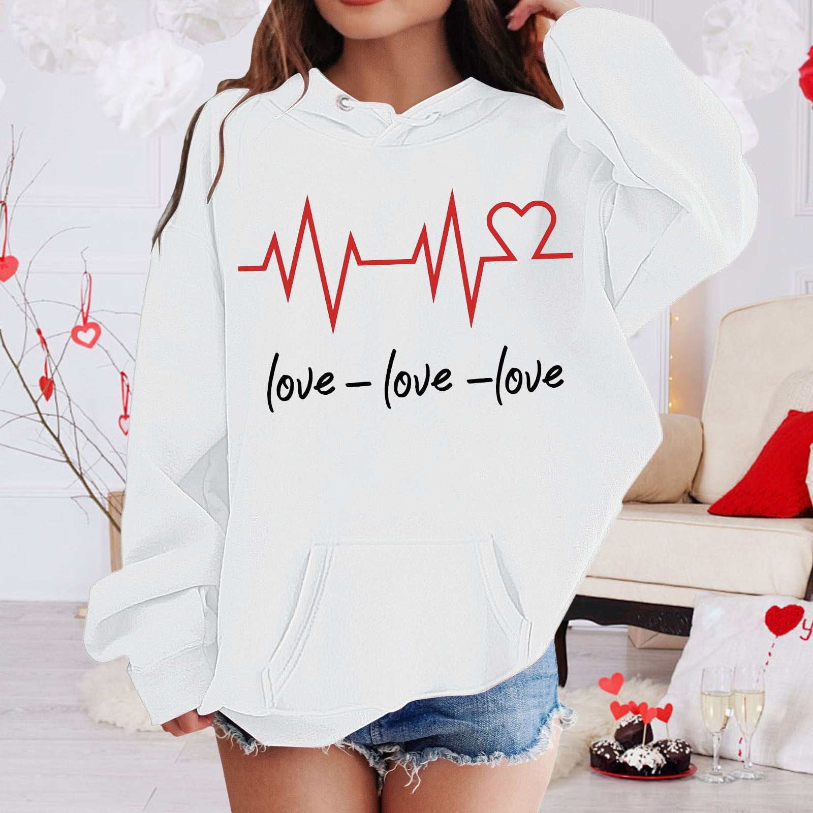 VJATTWR Valentines Day Sweatshirt Minimalist Valentine