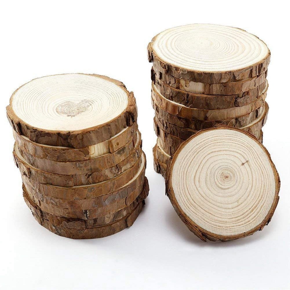 1 Piece Round Wood Slices Circles with Tree Bark Log Discs for DIY Crafts G 