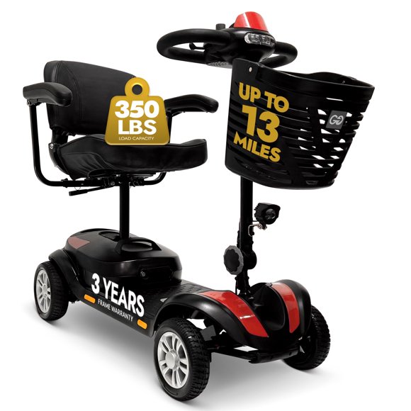 Comfygo 4 Wheels Mobility Scooters for Adults, Seniors, 350 lbs Capacity, Red